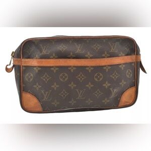 Authentic Louis Vuitton Monogram Compiegne 28 Clutch Hand Bag